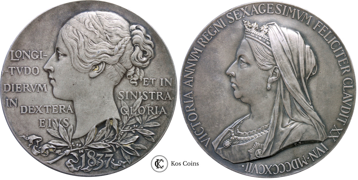 1837-1897 Victoria Diamond Jubilee silver medallion with 