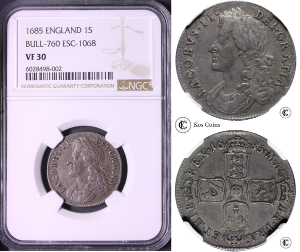 1685 James II shilling
