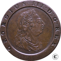 1797 George III Two pence AU 58 BN