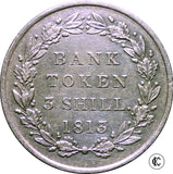 1813 George III Three Shilling Bank Token