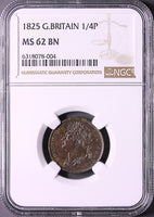 1825 George IV Farthing MS 62 BN