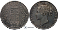 1845/ 5 over/ 3 Queen Victoria Half Crown