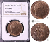 1909 Edward VII Penny MS 64 RD