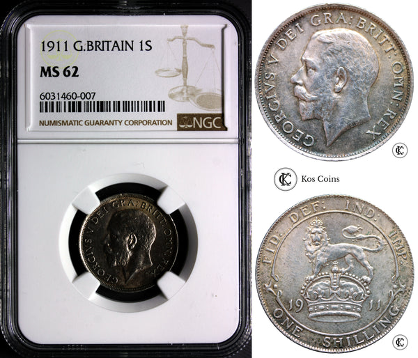 1911 George V Shilling MS 62