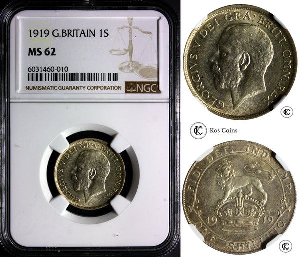 1919 George V Shilling MS 62