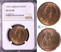 1947 George VI Penny MS 66 RB