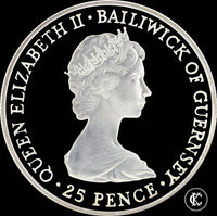 1981 Elizabeth II 25 Pence Royal Wedding Guernsey Silver Proof Issue