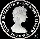 1981 Elizabeth II 25 Pence Royal Wedding Ascension Island Silver Proof Issue