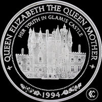 1994 Elizabeth II The Life of the Queen Mother  Silver Proof 10 Dollars