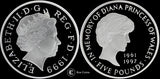 1999 Diana Princes of Wales silver proof Elizabeth II £5 pound